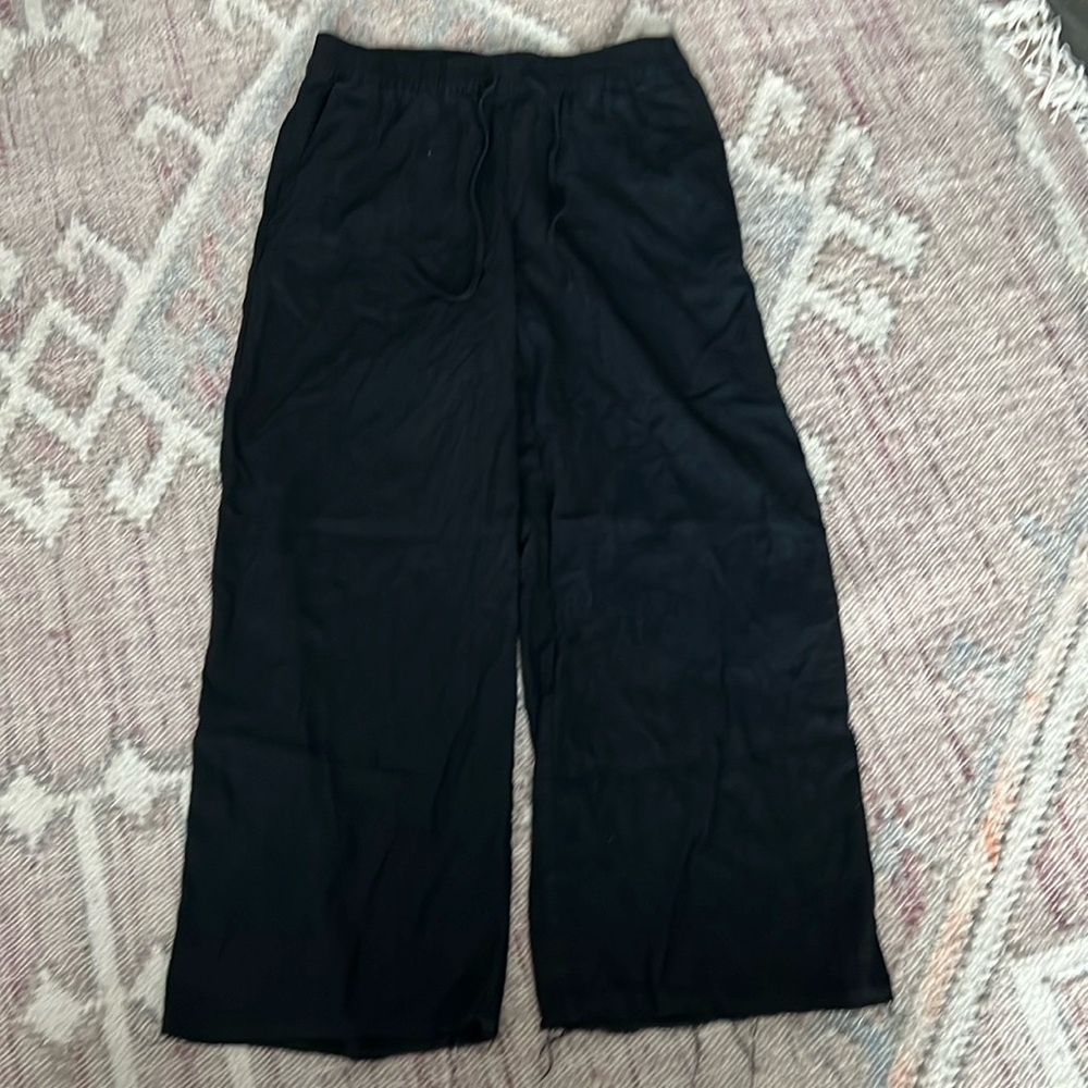 Linen wide leg tie front trouser